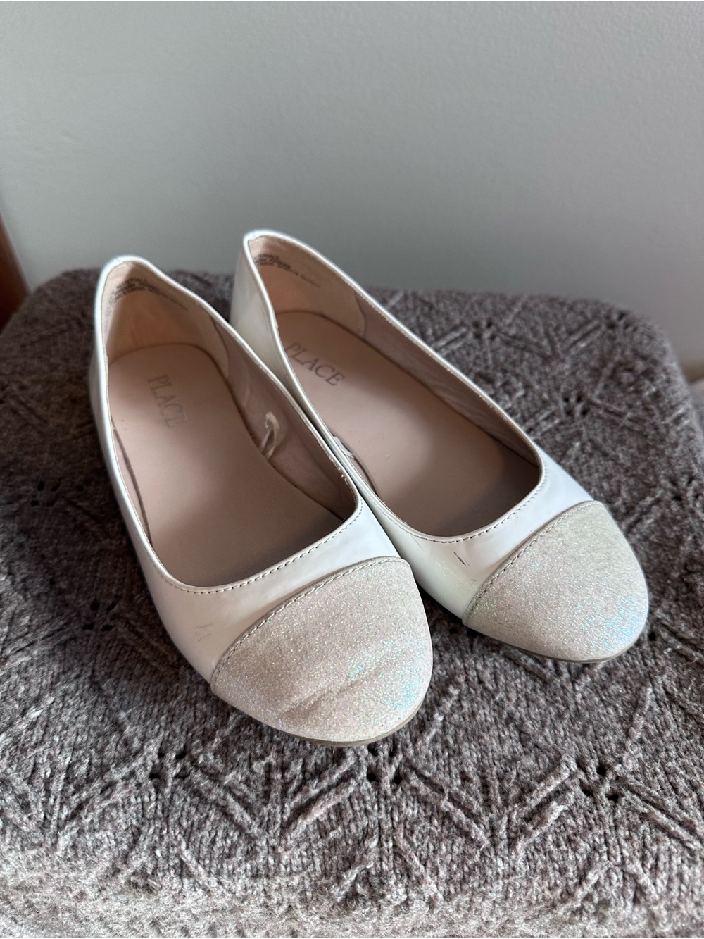 Children’s Place White Ballet Flats with Sparkle Toe